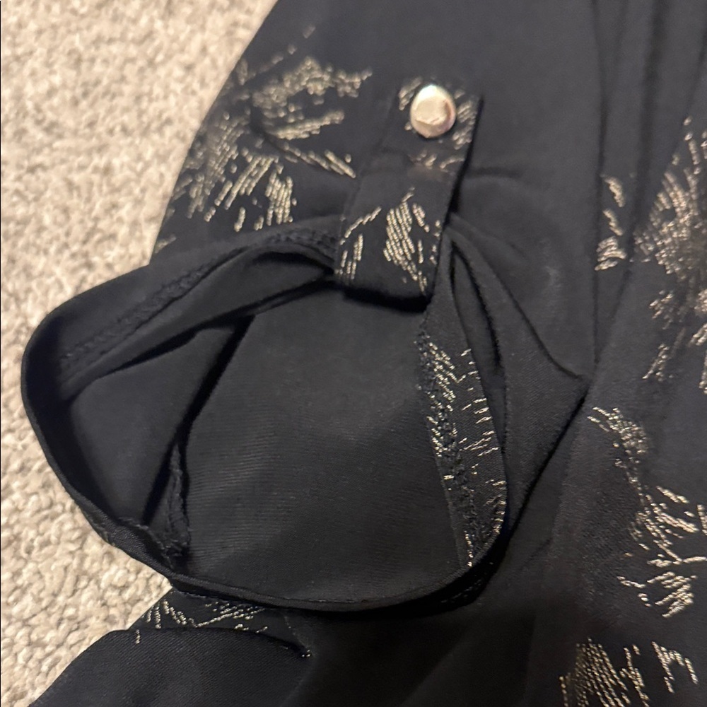 Enfocus Studio Black and Gold patterned Blouse top XL - Picture 6 of 8